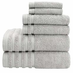 Baltic Linen Pure Elegance 100% Turkish Cotton Luxury Towels, 2 Bath Towels, 2 Hand Towels, 2 Washcloths, Sterling, 6 Piece Set