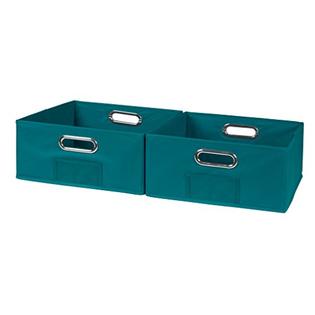 Niche Cubo Set of 6 Half-Size Foldable Fabric Storage Bins with Label  Holder- Teal