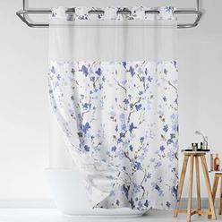 Lagute SnapHook Hook Free Shower Curtain with Snap-in Liner & See Through Top Window | Hotel Grade, Machine Washable | 71Wx74L, 