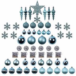 Sunnyglade 60ct Blue Christmas Tree Ball Ornaments Set Shatterproof Christmas Bling-Bling Hanging Decoration with Hand-held Gift