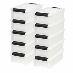 IRIS USA 5 Qt. Plastic Storage Bin Tote Organizing Container with Durable Lid and Secure Latching Buckles, Stackable and Nestabl
