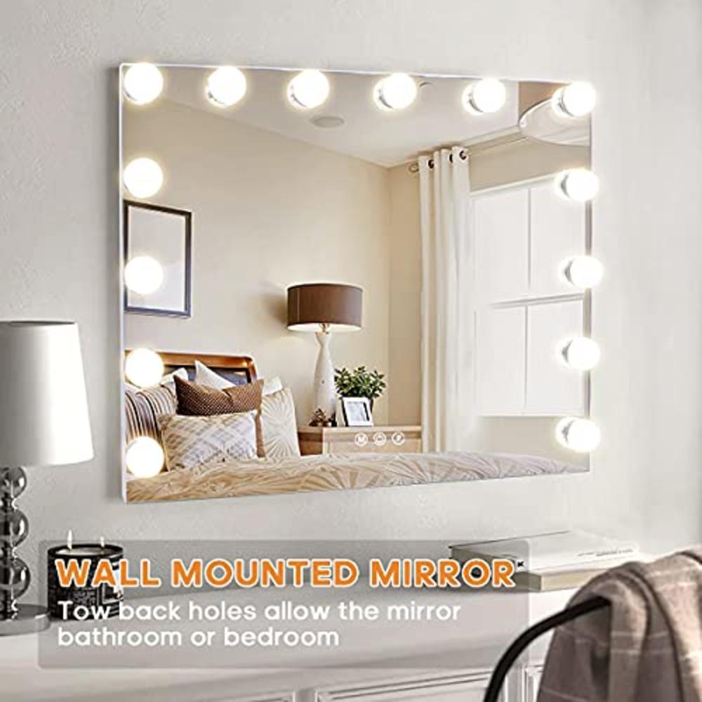 Hansong Vanity Mirror with Lights Hollywood Makeup Mirror with 14 Dimmable LED Bulbs for Bedroom Hollywood Mirror with Smart Tou