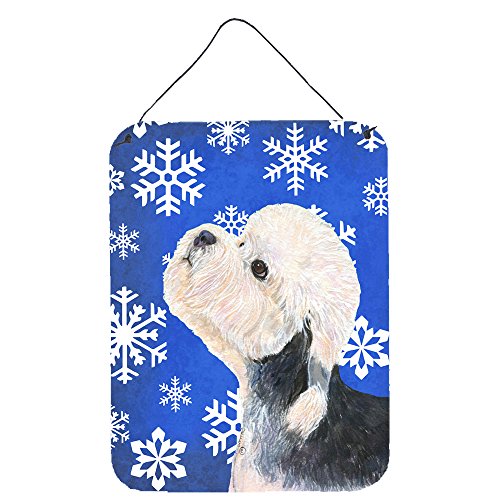 Caroline's Treasures SS4641DS1216 Dandie Dinmont Terrier Winter Snowflakes Holiday Aluminium Metal Wall Or Door Hanging Prints