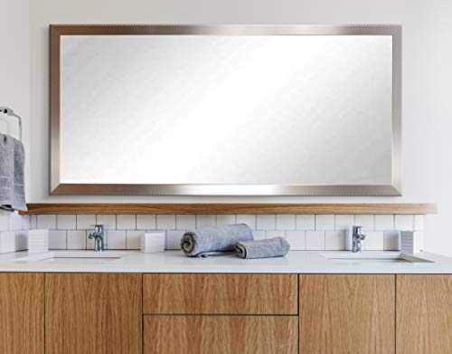 BrandtWorks Embossed Steel Floor Vanity Wall Mirror, 30.5" x 64.5", Silver
