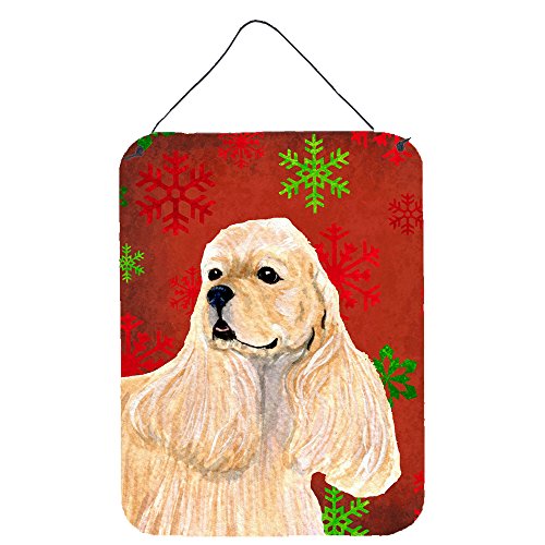 Caroline's Treasures SS4729DS1216 Cocker Spaniel Red Snowflakes Holiday Christmas Wall or Door Hanging Prints, 16"" x 12"", Multicolor"