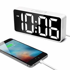 White Led White Wooden Modern Digital Alarm Clock
