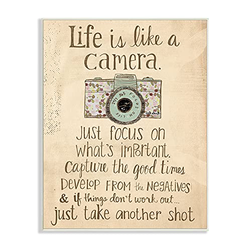 Stupell Industries Stupell Home Décor Life Is Like A Camera Inspirational Art Wall Plaque, 10 x 0.5 x 15, Proudly Made in USA