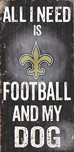 Fan Creations New Orleans Saints Wood Sign - Football and Dog 6"x12"