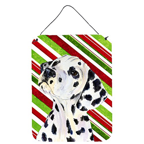 Caroline's Treasures SS4561DS1216 12 x 16 in. Dalmatian Candy Cane Holiday Christmas Aluminium Metal Wall Or Door Hanging Prints