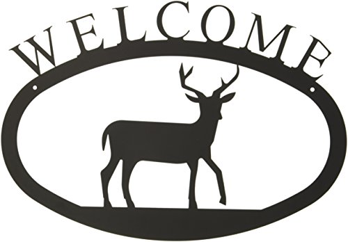 Village Wrought Iron 17.5 Inch Deer Welcome Sign Large