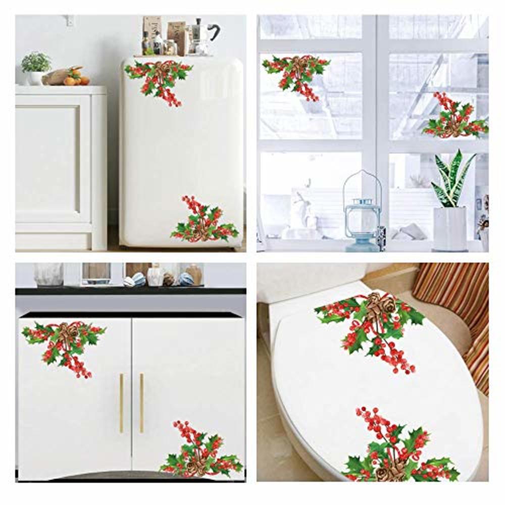 Hdem Christmas Shower Curtain Set for Bathroom- Xmas Red Truck Dog Couple Wreath Tree Snowflake Snowfield, Winter Holiday Polyester F