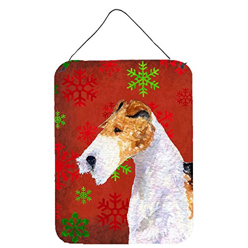 Caroline's Treasures Fox Terrier Red Snowflakes Holiday Christmas Wall or Door Hanging Prints, 16 x 12, Multicolor