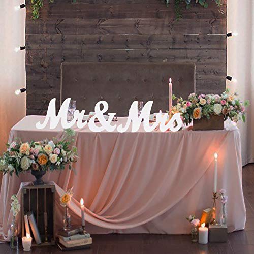 Adeeing Mr and Mrs Signs Wedding Sweetheart Table Decorations, Wooden Freestanding Letters for Photo Props, Rustic Wedding Decor