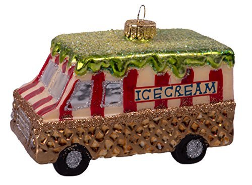 Christmas by Krebs Krebs Designer Seamless Ice Cream Truck Glass Figurine Holiday Ornament