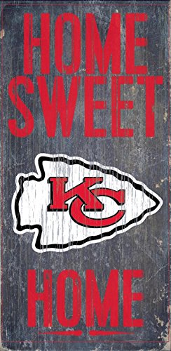 Fan Creations Kansas City Chiefs Official NFL 14.5 inch x 9.5 inch Wood Sign Home Sweet Home 048449