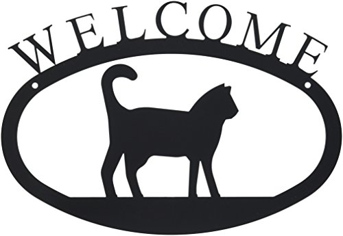 Village Wrought Iron Cat - Welcome Sign Small