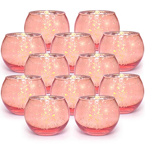 Volens Round Rose Gold Votive Candle, Round Gold Votive Candle Holders
