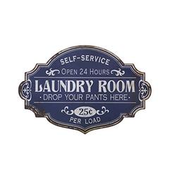 Creative Co-op Vintage Metal Laundry Room Decorative Wall Sign, Distressed Blue