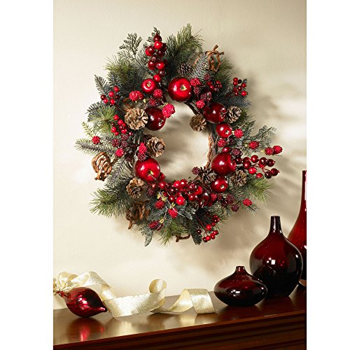 Nearly Natural 4677 Apple Berry Wreath, 22-Inch, Red/Green