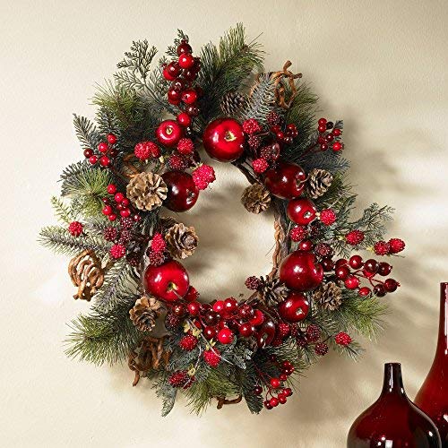 Nearly Natural 4677 Apple Berry Wreath, 22-Inch, Red/Green