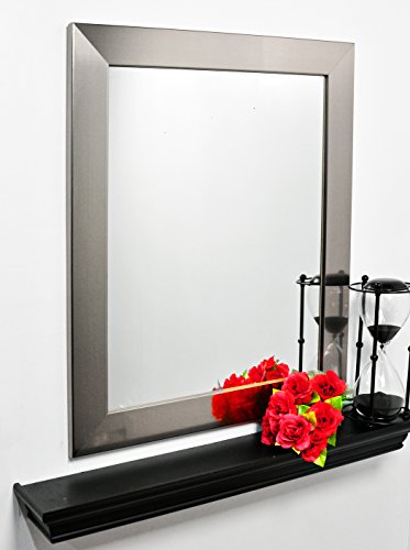 BrandtWorks Modern Silver Framed Vanity Wall Mirror 32''x 36''
