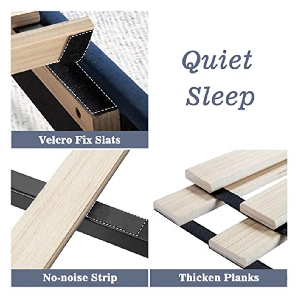 Allewie Queen Bed Frame/Velvet Upholstered Bed Frame with Vertical Channel Tufted Headboard/Strong Wooden Slats/Platform Bed Fra