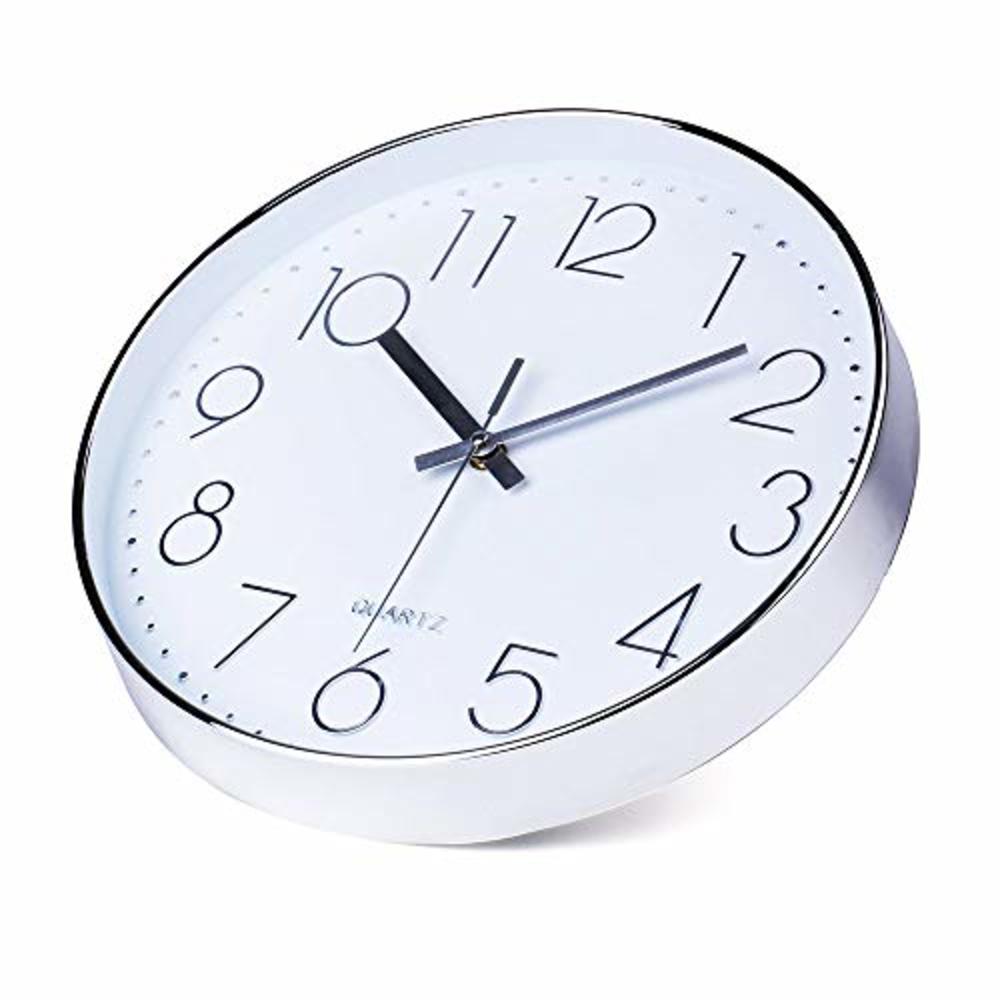jomparis Modern 12" Battery Operated Non-Ticking Silent Sweep Movement Wall Clock Decorative for Office,Kitchen, Living Room, Be