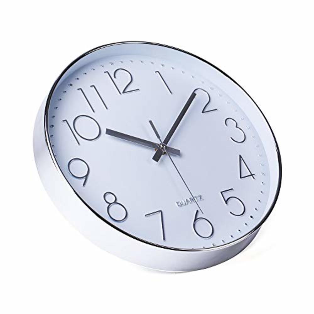 jomparis Modern 12" Battery Operated Non-Ticking Silent Sweep Movement Wall Clock Decorative for Office,Kitchen, Living Room, Be