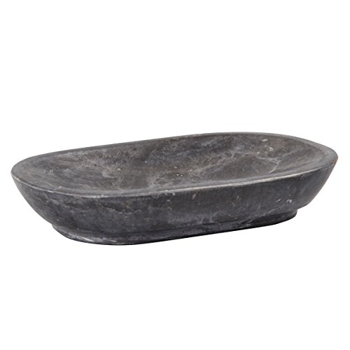 Creative Home 74816 Genuine Charcoal Marble Stone Soap Dish,Dark Grey,3-7/8