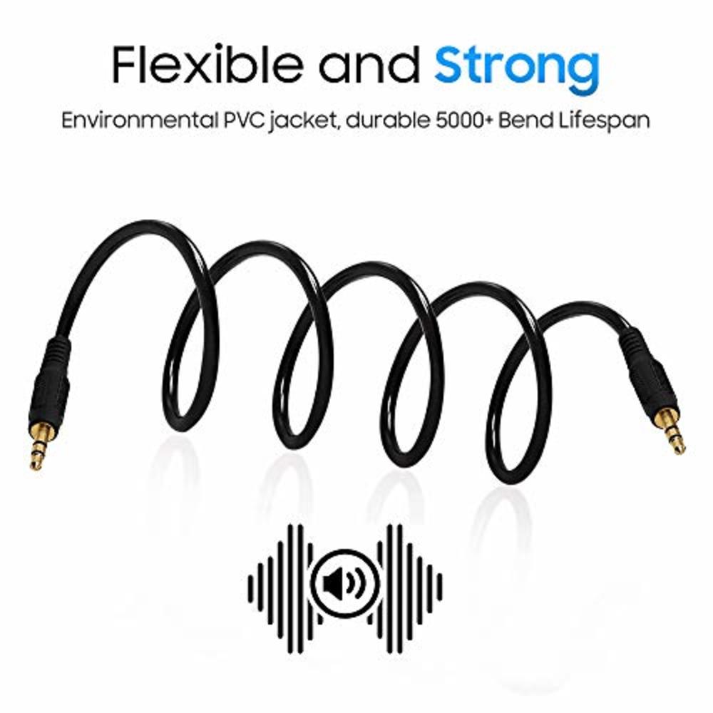 Cmple 3.5mm Aux Male to Male Stereo Audio Cable Auxiliary Headphones Cord MP3 PC - 50 Feet, Black