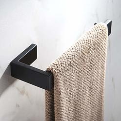 JunSun Matte Black Towel Ring Stainless Steel Towel Holder Contemporary Bathroom Hardware Towel Bar for Bathroom Lavatory Wall M