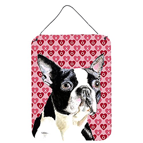Caroline's Treasures SC9279DS1216 Boston Terrier Hearts Love and Valentine's Day Wall or Door Hanging Prints, 16"" x 12"", Multicolor"