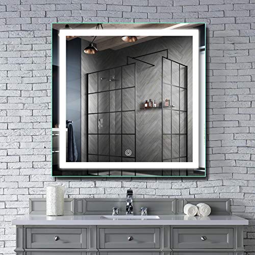 MAVISEVER 36 x 36 Inch LED Lighted Bathroom Mirror Wall Mounted Anti-Fog Backlit Mirror for Bathroom Wall, Adjustable Color Temp