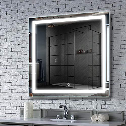 MAVISEVER 36 x 36 Inch LED Lighted Bathroom Mirror Wall Mounted Anti-Fog Backlit Mirror for Bathroom Wall, Adjustable Color Temp