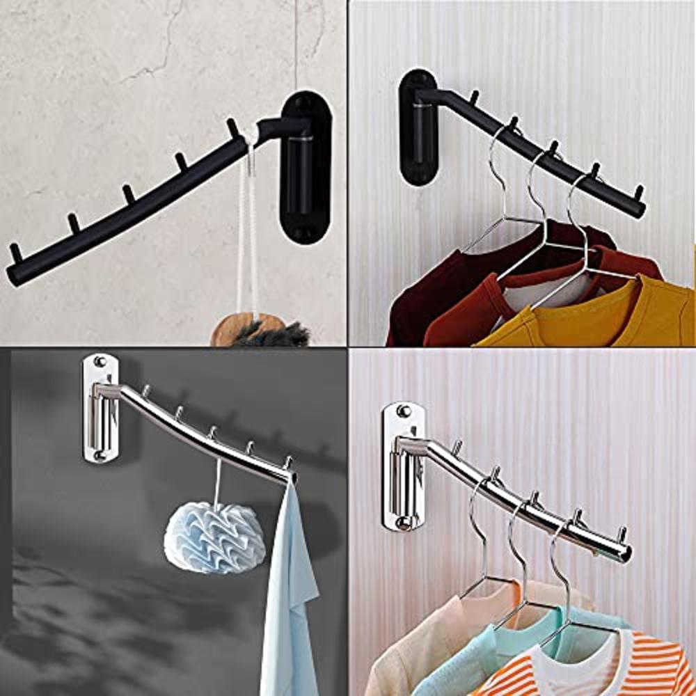 Zivisk 2 Pack Folding Wall Mounted Clothes Hanger Rack with Swing Arm Stainless Steel Heavy Duty Coat Hook for Bathroom, Bedroom