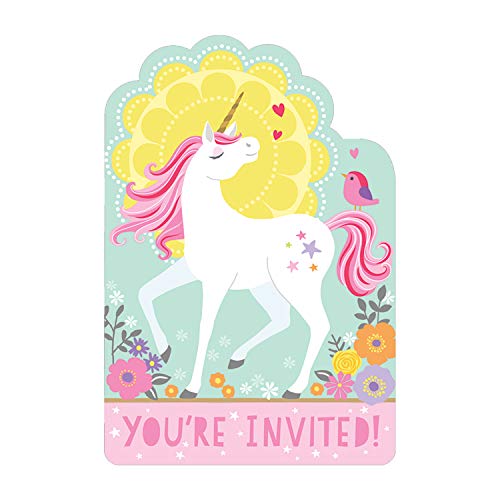 Amscan Magical Unicorn Postcard Paper Invitations - 6 1/4" x 4 1/4" | Multi-color | Pack of 8