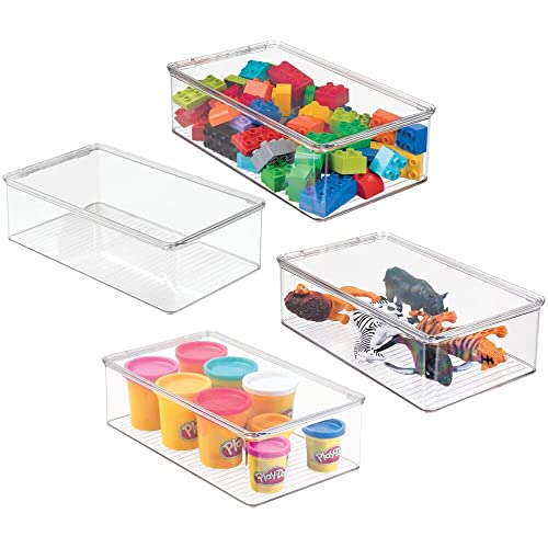 Mdesign Stackable Plastic Storage Toy, Plastic Stackable Toy Storage Bins