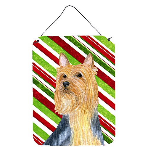 Caroline's Treasures "Caroline's Treasures Silky Terrier Candy Cane Holiday Christmas Wall or Door Hanging Prints, 16"" x 12"", Multicolor"