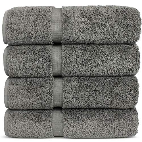 Chakir Turkish Linens Hotel & Spa Quality, Highly Absorbent 100% Cotton Turkish Towel Set (Set of 4, Gray)