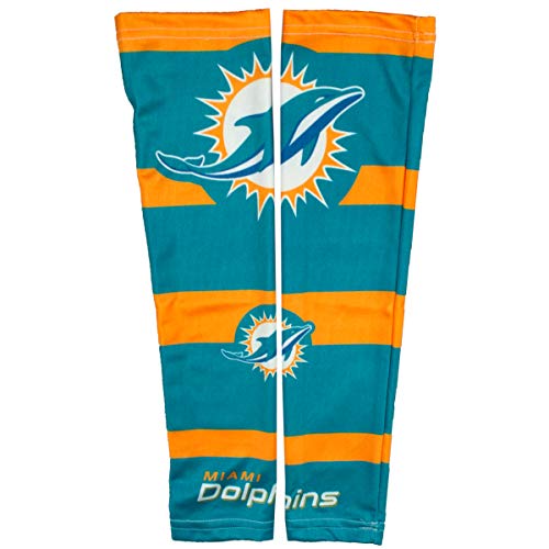 Littlearth unisex-adult NFL Miami Dolphins Strong Arms Tattoo Sleeves , Team Color, 17” wrist to bicep