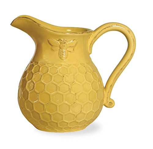 Boston International Embossed Ceramic Pitcher, 1-Piece, Honeycomb