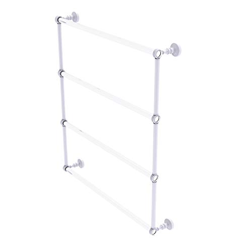 Allied Precision Allied Brass PG-28G-30 Pacific Grove Collection 4 Tier 30 Inch Ladder Groovy Accents Towel Bar, Matte White