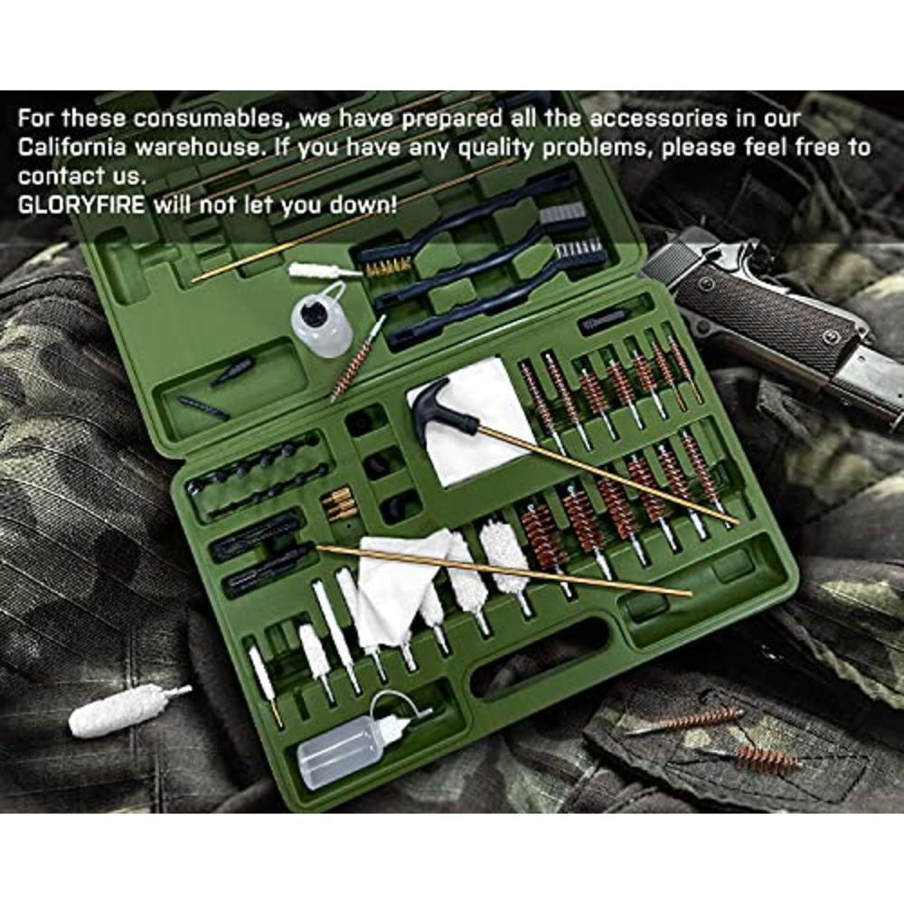 GLORYFIRE Universal Gun Cleaning Kit Hunting Handgun Shot Gun Cleaning Kit for All Guns with Case Travel Size Portable Metal Bru