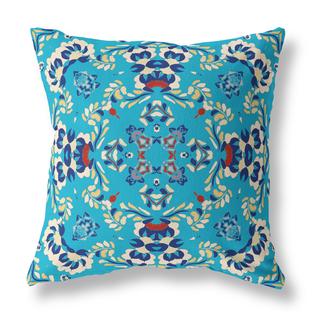 Homeroots Home Decor 16 Cyan Blue Filigree Indoor Outdoor Zip Throw Pillow Homeroots Home Decor 16 Cyan Blue Filigree Indoor Outdoor Zip Throw Pillow