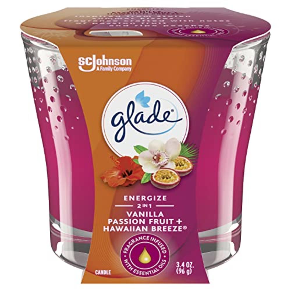 Glade Candle Jar, Air Freshener, 2in1, Vanilla Passion Fruit + Hawaiian Breeze, 3.4 Oz