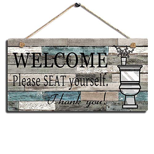 SAC SMARTEN ARTS Printed Wood Plaque Sign Wall Hanging Welcome Sign Please Seat yourself Wall Art Sign Size 11.5" x 6" (Blue-Black)