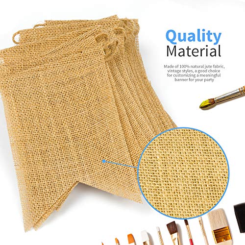 LEOBRO 48 Pcs Burlap Banner, 30 Ft Swallowtail Flag, DIY Decoration for Holidays, Wedding, Camping, Party, New Year Decorations,