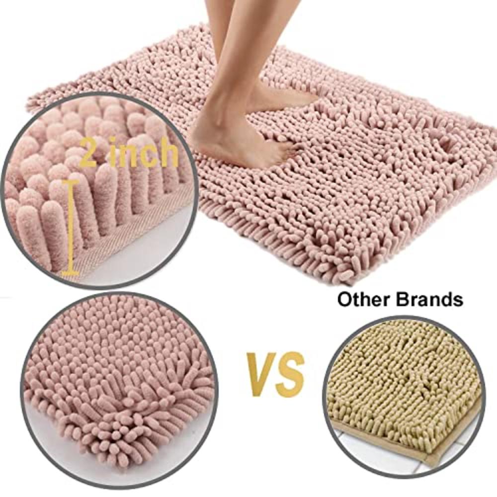 FRESHMINT Chenille Bath Rugs Extra Soft and Absorbent Microfiber Shag Rug, Non-Slip Runner Carpet for Tub Bathroom Shower Mat, M
