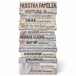 Lighthouse Christian Products Nuestra Familia, Our Family Rustic Stacked Pallet 5 x 10 Wood Desktop Plaque