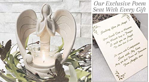 Dulaya Memories In A Sympathy Angel Candle Holder Statue LED Tealight Figurine in Loving Memory of Loved One Remembrance Candleholder Gift Grief Gift